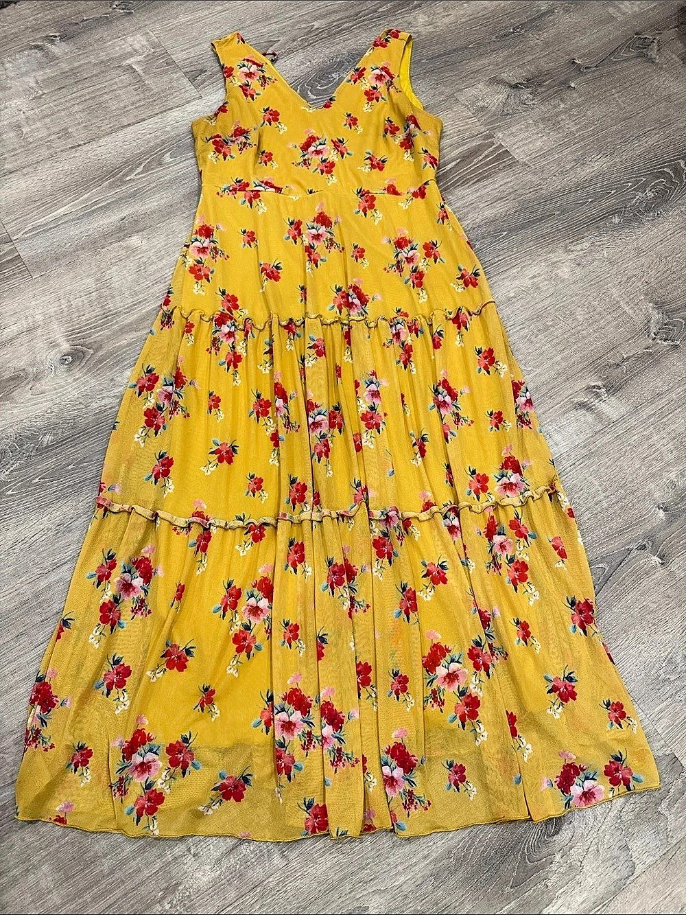 Floral Maxi Dress in Yellow & Red
